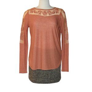 Free People, New Romantics, size M, rust color knit with lace detail blouse.